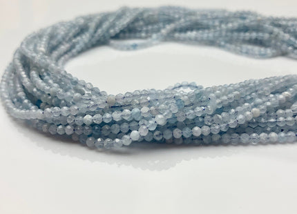 BEST DEAL 2.5 mm AAA Faceted Round Tiny Aquamarine Gemstone Beads Genuine Natural Blue Aquamarine Loose Beads 15.5 Inches Strand #2554