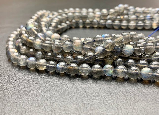 6 mm AAA Flashy Blue Natural Black Labradorite Beads Genuine Natural Color Smooth Round Shape Flashes Fire Labradorite 15.5 inches # 2654