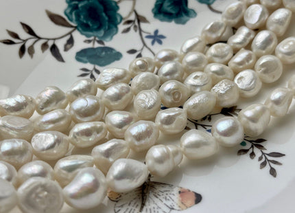 10-11 x 12-13 mm Natural White B Grade Large Rice Nugget Freshwater Pearl Beads Genuine Natural White Freshwater Pearl Rice Nuggets #1190