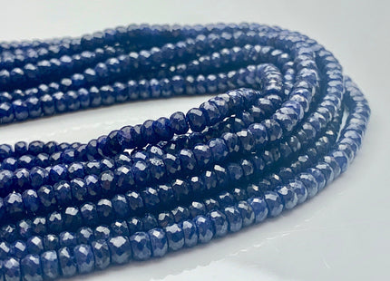 3mm 4mm 5mm AAA Faceted Rondelle Natural Blue Sapphire Gemstone Beads Genuine Top Quality High Polished Faceted Sapphire Loose Beads #3775