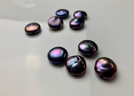 14-15mm Single Piece Large Hole 2.0 mm Hole High Luster Natural White OR Pink OR Silver OR Peacock Coin Genuine Freshwater Coin Pearls #634