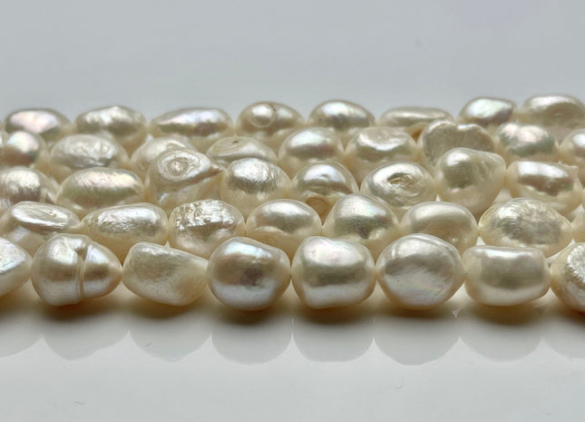 10-11 x 12-13 mm Natural White B Grade Large Rice Nugget Freshwater Pearl Beads Genuine Natural White Freshwater Pearl Rice Nuggets #1190