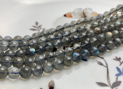 6 mm AAA Flashy Blue Natural Black Labradorite Beads Genuine Natural Color Smooth Round Shape Flashes Fire Labradorite 15.5 inches # 2654