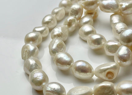 10-11 x 12-13 mm Natural White B Grade Large Rice Nugget Freshwater Pearl Beads Genuine Natural White Freshwater Pearl Rice Nuggets #1190