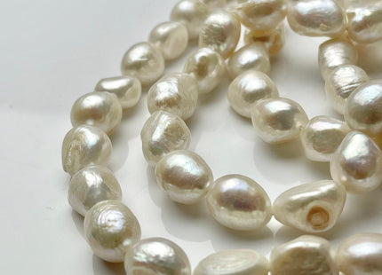 10-11 x 12-13 mm Natural White B Grade Large Rice Nugget Freshwater Pearl Beads Genuine Natural White Freshwater Pearl Rice Nuggets #1190