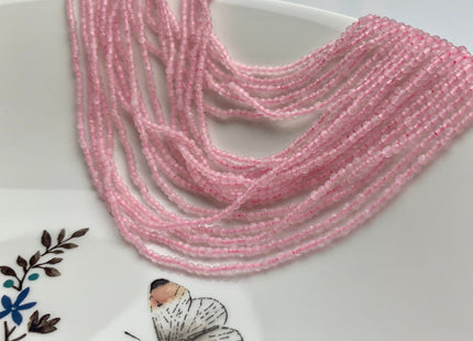 BEST DEAL 2 mm 2.5 mm Faceted Round Tiny Rose Quartz Gemstone Beads Genuine Natural Pink Rose Quartz Loose Beads 15.5 Inches Strand #2551