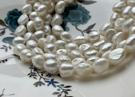 10-11 x 12-13 mm Natural White B Grade Large Rice Nugget Freshwater Pearl Beads Genuine Natural White Freshwater Pearl Rice Nuggets #1190
