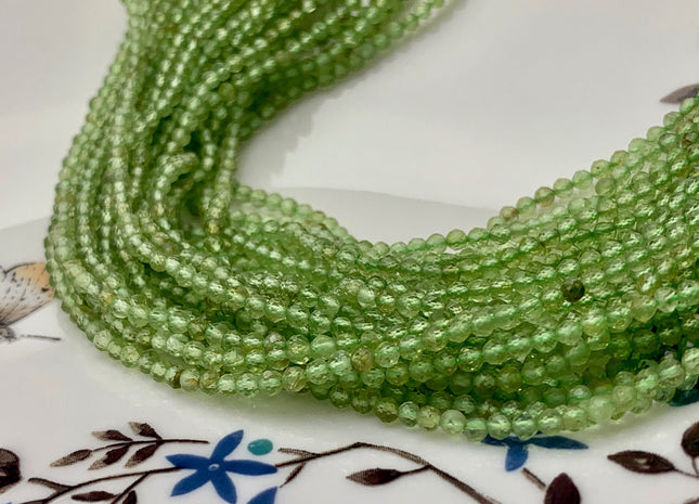 2 mm AAA Natural Color Micro Faceted Round Peridot Gemstone Beads Top Quality Genuine Natural Green Peridot Gemstone Beads #3682