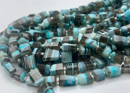 7-8x11-12 mm Faceted Nugget Natural Blue and Gray Color Peru Boulder Opal Beads Genuine Organic Boulder Opal 13 Inches Strand #2955