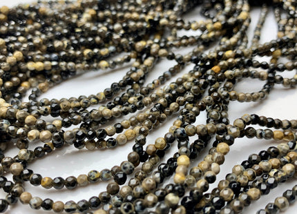 WHOLESALE 3 mm Faceted Round Mixed Champagne Black Agate Gemstone Beads Genuine Agate Gemstone Loose Beads 14 Inches #2464