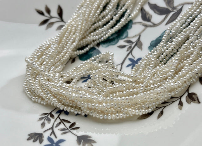 1.8-2 mm AA Natural White Tiny Seed Freshwater Pearl Beads Genuine Quality High Luster White Potato Freshwater Seed Pearls #P1956