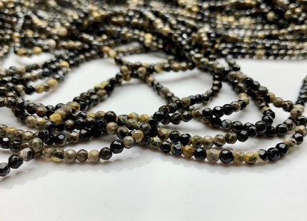 WHOLESALE 3 mm Faceted Round Mixed Champagne Black Agate Gemstone Beads Genuine Agate Gemstone Loose Beads 14 Inches #2464