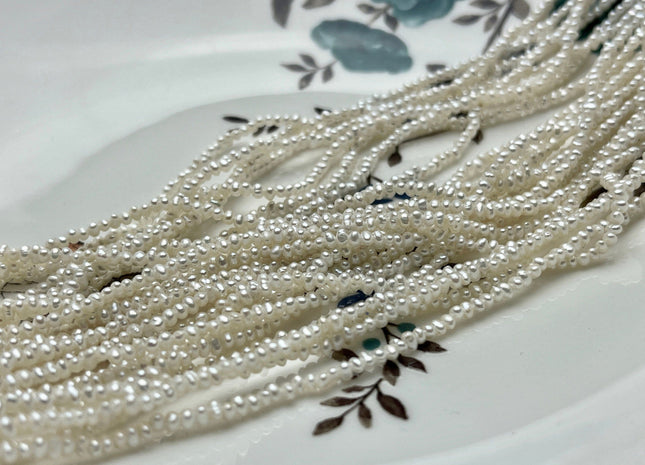 1.8-2 mm AA Natural White Tiny Seed Freshwater Pearl Beads Genuine Quality High Luster White Potato Freshwater Seed Pearls #P1956