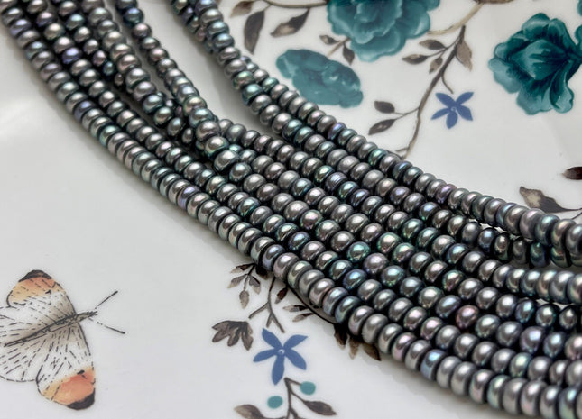 5mm AAA Abalone Gray Color Round Button Freshwater Pearl Beads Genuine High Luster Smooth Freshwater Button Pearls #58