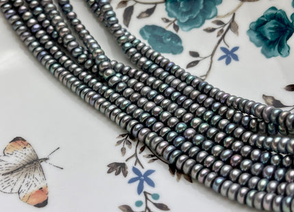 5mm AAA Abalone Gray Color Round Button Freshwater Pearl Beads Genuine High Luster Smooth Freshwater Button Pearls #58