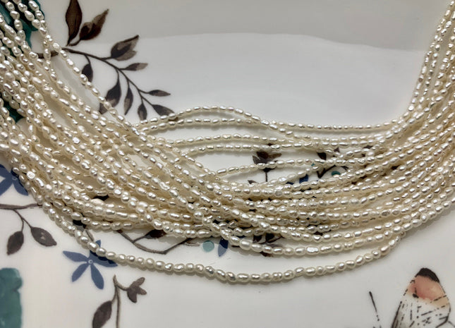 1.5x2.5 mm Natural White Rice Tiny Freshwater Seed Pearls Tiny Freshwater Pearl Beads Genuine Natural Rice Freshwater Pearls #P1823