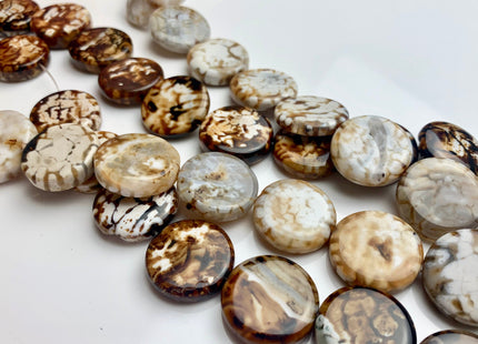 6-8x24 mm AAA Smooth Round Mixed Color Fire Agate Gemstone Beads Genuine Mixed Coffee Amber Ivory Color Agate 16 Beads 15 Inches #3522