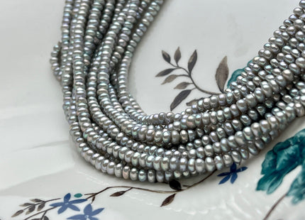 2x4 mm AAA Natural Tiny Freshwater Pearl Beads Rondelle/Button Shape Genuine Gray Color High Luster Pearl Beads #P1689