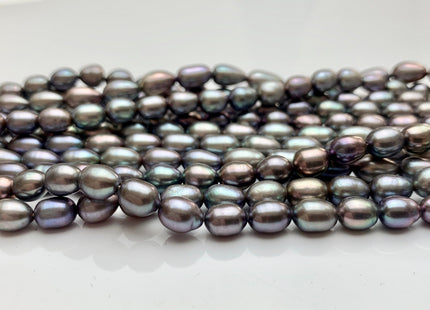4-5x6-7 mm AAA Rice / Oval Freshwater Pearls Kendall Charcoal Gray Color Genuine Freshwater Pearls Beads Gray Color #1201