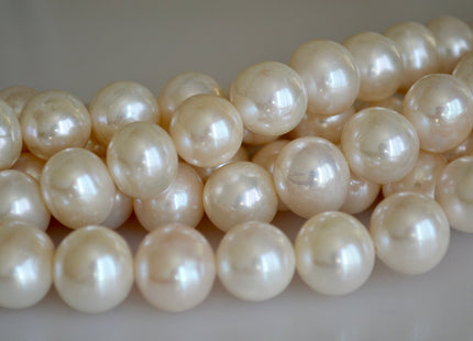 11-12 mm AAA Extra Shiny Natural White Potato Freshwater Pearls Genuine Large Hole High Luster White Pearls Hole Size 0.8mm Or 2.2mm #202