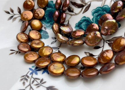 10-13 mm Chocolate Brown Freshwater Round Coin Pearl Genuine Brown Coin Pearls #147