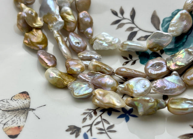 11x13-15x18 mm AA Natural Seaweed Mauve Champagne Color Keshi Freshwater Pearl Beads Very Rare Genuine Natural Color Keshi Pearls #P1978