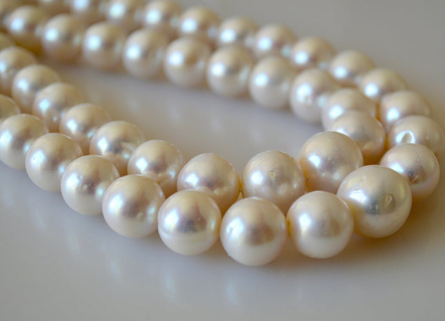 12-16 mm AA Jumbo Natural White Potato Freshwater Pearl Beads Genuine Natural Quality Pearls Lustrous White Freshwater Pearls #199