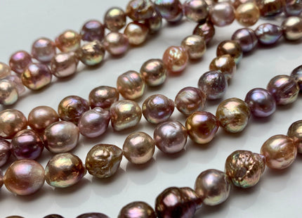 8-10 mm AAA Very Rare Dark Mauve Pink Baroque Edison Pearl Genuine Top Quality Natural Edison Pearl With Iridescent Color 8 Inches #1819