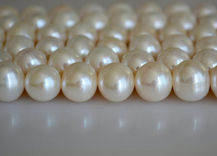 11-12 mm AAA Extra Shiny Natural White Potato Freshwater Pearls Genuine Large Hole High Luster White Pearls Hole Size 0.8mm Or 2.2mm #202