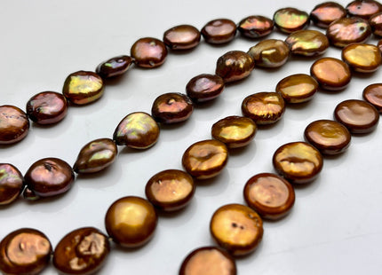 10-13 mm Chocolate Brown Freshwater Round Coin Pearl Genuine Brown Coin Pearls #147
