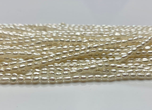 2.8-3x4 mm AA Natural White Rice Tiny Seed Freshwater Pearls High Luster Seed Freshwater Pearls Genuine Small Rice Pearls #P1238