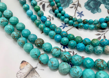 4mm 6mm 8mm 10mm Faceted Round Turquoise Beads Blue Color Gemstone Loose Beads 15.5 Inches Strand #2610