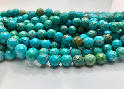 4mm 6mm 8mm 10mm Faceted Round Turquoise Beads Blue Color Gemstone Loose Beads 15.5 Inches Strand #2610