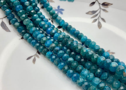 4x6 mm Natural Color Faceted Rondelle Apatite Gemstone Beads Quality Micro Faceted Apatite Gemstone Loose Beads 8 Inches Strand #2607