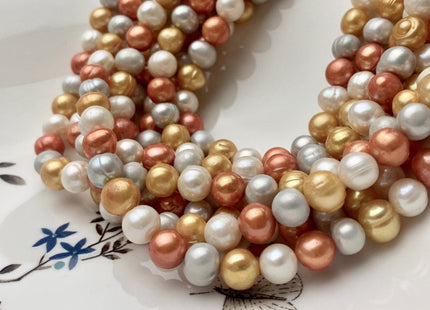 8-8.5 mm White Yellow Orange Color Potato Freshwater Pearl Beads Genuine Cultured Freshwater Potato Pearl Beads 51 Pieces #P1537