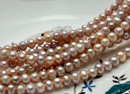 7 mm AAA Half Strand Large Hole Natural Pink Round Freshwater Pearl Beads Hole Size 2.1 mm 30 Beads #P2165
