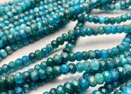 4x6 mm Natural Color Faceted Rondelle Apatite Gemstone Beads Quality Micro Faceted Apatite Gemstone Loose Beads 8 Inches Strand #2607