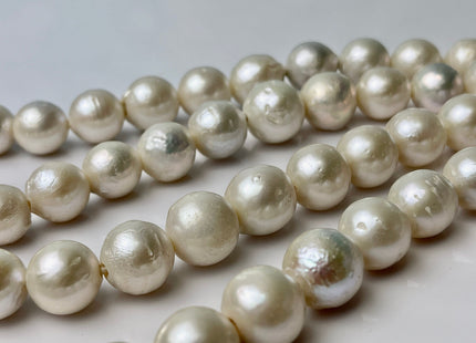 12-15 mm AA Half Strand Natural White Large Hole Freshwater Pearl Beads Hole Size 2.2 mm Genuine Natural White Edison Baroque Pearl #1451