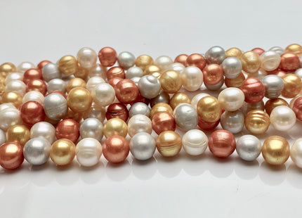 8-8.5 mm White Yellow Orange Color Potato Freshwater Pearl Beads Genuine Cultured Freshwater Potato Pearl Beads 51 Pieces #P1537