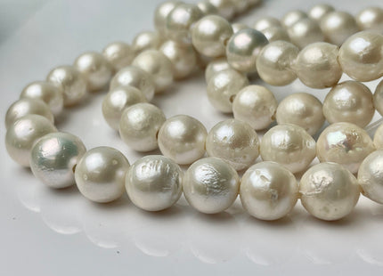 12-15 mm AA Half Strand Natural White Large Hole Freshwater Pearl Beads Hole Size 2.2 mm Genuine Natural White Edison Baroque Pearl #1451