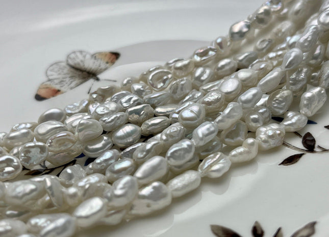 6x8-9 mm Natural White Keshi Freshwater Pearls Beads Genuine High Luster Rice Nugget Shape Small Keshi Freshwater Pearl #P1867