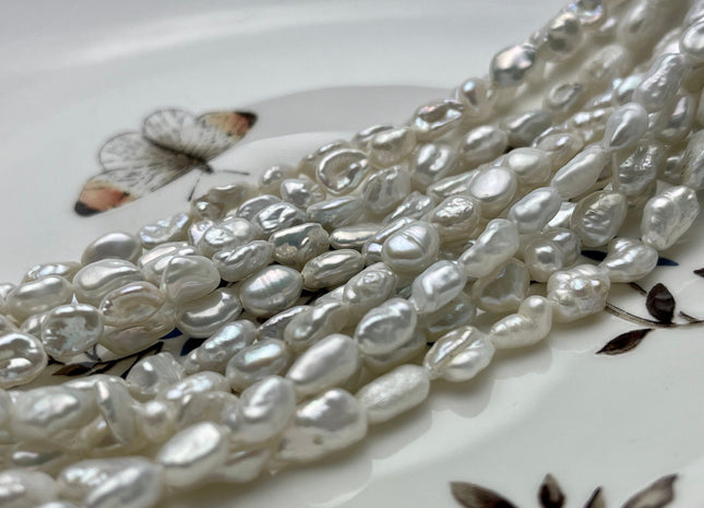 6x8-9 mm Natural White Keshi Freshwater Pearls Beads Genuine High Luster Rice Nugget Shape Small Keshi Freshwater Pearl #P1867