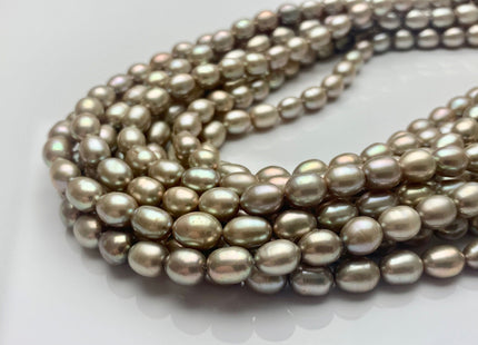 6-7x8-10 mm AAAA Rice Oval Freshwater Pearl Beads Light Sage Green Color Genuine Freshwater Pearl Beads Greenish Champagne Pearls #P1646