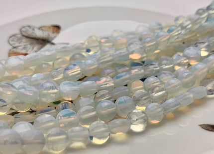 6 mm Micro Faceted Diamond Cut Translucent Opalite Flat Coin Disc Shape Gemstone Beads Genuine Opalite 15 Inches Strand #2833