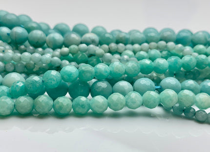 4 mm 6 mm 8 mm 10 mm AAA Faceted Round Green Amazonite Gemstone Beads Genuine Top Quality Gemmy Amazonite Gemstones 15.5 Inches Strand #2976
