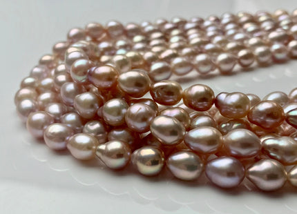 7x9-10mm AAA Natural Mauve Pink High Luster Edison Baroque Freshwater Pearl Beads Genuine TearDrop Shape Pink Baroque Pearl 45 Pieces #P1431