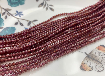 BEST DEAL 2 mm Natural Faceted Round Garnet Gemstone Beads Genuine Natural Garnet Gemstone Loose Beads 15.5 Inches Strand #2547