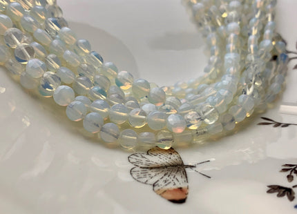6 mm Micro Faceted Diamond Cut Translucent Opalite Flat Coin Disc Shape Gemstone Beads Genuine Opalite 15 Inches Strand #2833