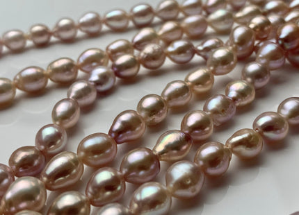 7x9-10mm AAA Natural Mauve Pink High Luster Edison Baroque Freshwater Pearl Beads Genuine TearDrop Shape Pink Baroque Pearl 45 Pieces #P1431