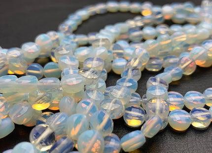 6 mm Micro Faceted Diamond Cut Translucent Opalite Flat Coin Disc Shape Gemstone Beads Genuine Opalite 15 Inches Strand #2833